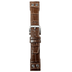 HMS Riveted Patterned Leather Strap (Litchi Grain)