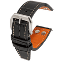 HMS Riveted Patterned Leather Strap (Litchi Grain)