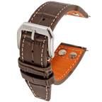 HMS Riveted Patterned Leather Strap (Litchi Grain)