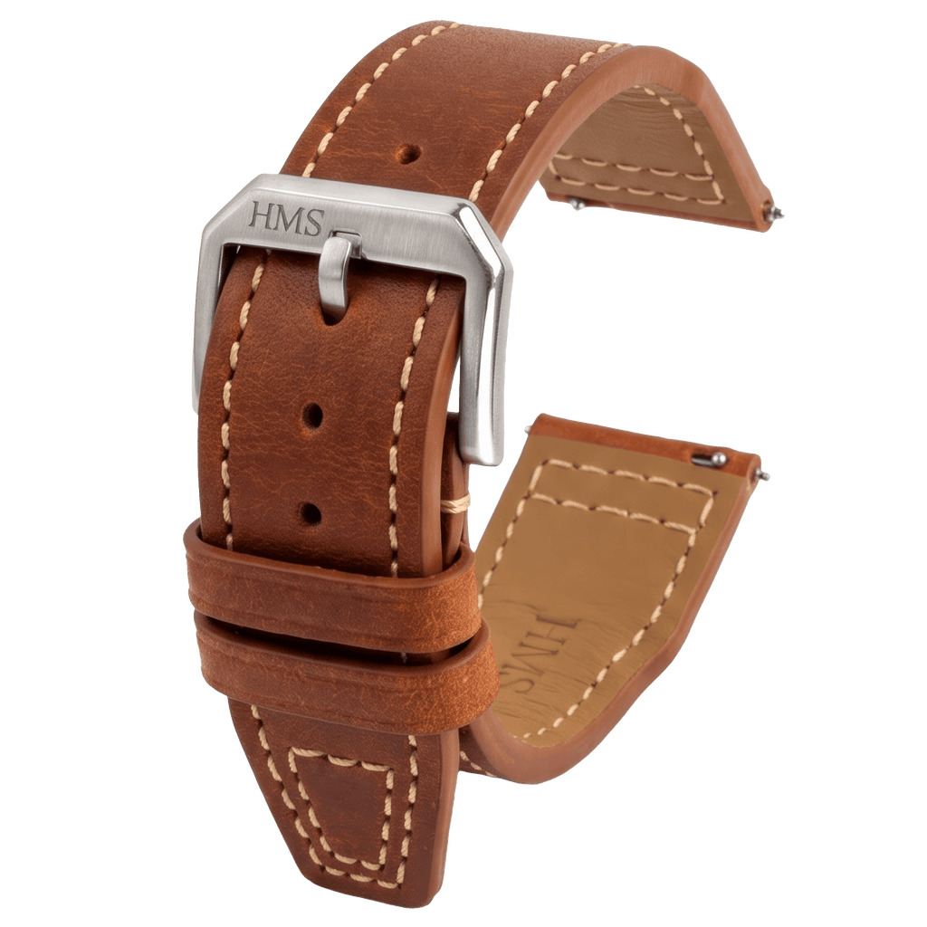 HMS Missouri Full-Grain Leather Pilot Watch Strap – Perla Azzurra, Italy
